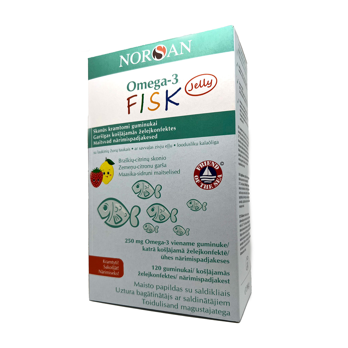 NORSAN Omega-3 FISK Jelly košļājamās želejkonfektes ar savvaļas zivju eļļu N120